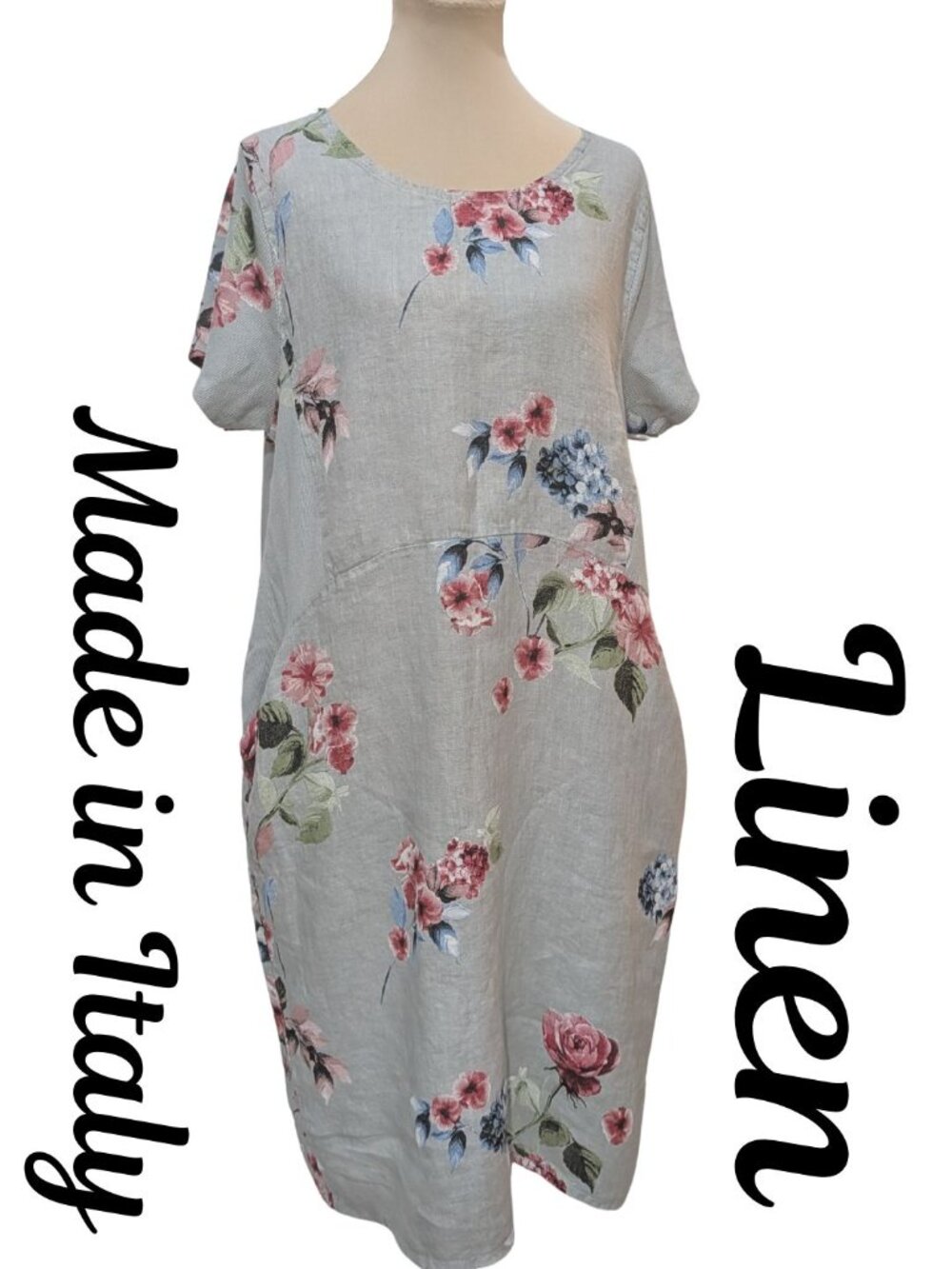 I Love Linen Floral Dress Made in Italy